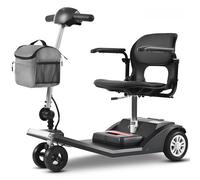 3-Wheel Mobility Scooter, Foldable Lightweight Electric Wheelchair, 250W Motor, 20KM Range, Flip-Up Arm Rest, LED Headlight