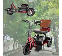 3-Wheel Mobility Scooter with LED Headlight Stable Comfortable And Safe Folding Mobility Scooter with Storage Bag City Scooter for Elderly for Enhanced Mobility,Red,10AH