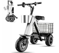 3-Wheel Mobility Scooter with Reverse, Portable Folding Electric Tricycle, Key Switch, 330 Lbs Load, Dual Suspension, 30-50 KM Range, 36V 10Ah Battery 450W36V 10Ah