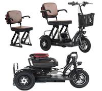 3-Wheel Mobility Scooters for Adults Foldable Lightweight Mobility Scooter with Storage Basket and Comfortable Seat Easy to Carry City Scooter for Elderly Disabled (B)