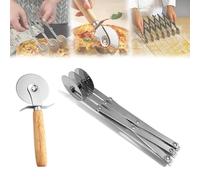 3 Wheel Pastry Cutter, Stainless Steel Manual Adjustable Dough Cutter with Single Wheels Pastry Cutter, Pizza Slicer Pasta Making Tool, Biscuits Cakes Dough Kitchen DIY Tool