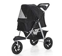3 Wheel pet Stroller Foldable for Small Medium Dogs and Cats, pet Supplies Travel Beach pet Buggy Dog Bicycle Trailer with Large Storage Basket, Capacity 25kg (Gray)