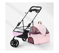 3 Wheel Pet Stroller Foldable for Small Medium Dogs and Cats, Pet Supplies Travel Beach Pet Buggy Dog Bicycle Trailer with Large Storage Basket, Capacity 25kg (Gray)