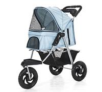 3 Wheel pet Stroller Foldable for Small Medium Dogs and Cats, pet Supplies Travel Beach pet Buggy Dog Bicycle Trailer with Large Storage Basket, Capacity 25kg (Sky Blue)