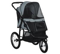 3 Wheel Pet Stroller, for Medium Small Dogs, Foldable Cat Pram - Grey