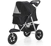 3-Wheel Pet Stroller - One-Click Folding Design for Easy Transport, Lightweight with Large Wheels and Cup Holder, Supports Pets Up to 25 Kg for Convenient Outdoor Adventures
