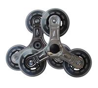 3 Wheel Trolley Assembly Wheel Moving Dolly Roller Stair Climbing Trolley Wheels Shopping Cart Casters Triangle Wheel Replacement (1 Pair, Stainless Steel)