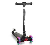 3-Wheeled Kids Push Scooter, Scooter for Kids with LED Flash Wheels & Deck, Adjustable Handle Height, Extra-Wide & Non-Slip Deck, for Kids Ages 3-12 with Safe Lean to Steer Design