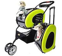 3 Wheels Dog Stroller Pet Stroller Cat Stroller Pet Stroller Capacity Foldable Carrier Cart Cup Holders Removable Liner for Small and Medium Dog Pink (Green) (Green)