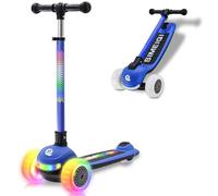 3-Wheels Kids Scooter with LED Light-up Wheels Handlebar & Deck 3 Wheel Folding Scooter for Toddlers Girls Boys Ages 3-12 Lean to Steer, Extra-Wide Wheels, Kick Scooter for Children