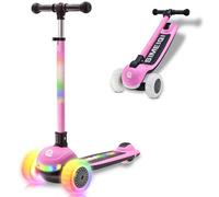 3-Wheels Kids Scooter with LED Light-up Wheels Handlebar & Deck 3 Wheel Folding Scooter for Toddlers Girls Boys Ages 3-12 Lean to Steer, Extra-Wide Wheels, Kick Scooter for Children