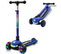 3-Wheels Kids Scooter with LED Light-up Wheels Handlebar & Deck 3 Wheel Folding Scooter for Toddlers Girls Boys Ages 3-12 Lean to Steer, Extra-Wide Wheels, Kick Scooter for Children