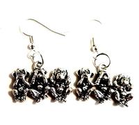3 Wise Monkeys Earrings on Sterling Silver Hooks