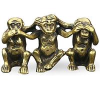 3 Wise Monkeys Figurine Statue Ornament Not Watch/Not Listen/Not Speak/Not Move Sculpture, Feng Shui Home Office Decoration Gift,B