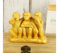 3 Wise Monkeys Statues, Hear No Evil, See No Evil, Speak No Evil Monkey Statue, Home Decorations Office Ornament Jungle Figurines Gift Collection (Gold)