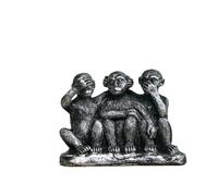 3 Wise Monkeys Statues, Hear No Evil, See No Evil, Speak No Evil Monkey Statue, Home Decorations Office Ornament Jungle Figurines Gift Collection (Silver)