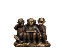 3 Wise Monkeys Statues, Hear No Evil, See No Evil, Speak No Evil Monkey Statue, Home Decorations Office Ornament Jungle Figurines Gift Collection (Bronze)