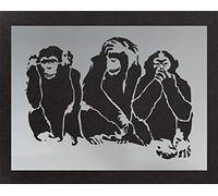 3 Wise Monkeys Stencil | Hear, Speak, See no Evil Monkeys | Art Decor & Craft Template | Paint Canvas Art, Walls, Fabrics, Furniture | Various Size Options | (S/ 17X24CM)