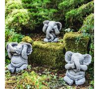 3 Wise Stone Elephants Garden Ornaments