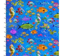 3 Wishes Cotton Fabric; Fishes Galore; Multicolor; Animal Print; 112cm Wide; Ideal for Crafting and Quilting