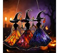 3 Witches Suncatcher, Gothic Witch Silhouette Window Decor, Acrylic Light Catcher, Ideal Choice for Home Decor Lovers & Gift Givers (20 * 23 * 0.2cm,A)