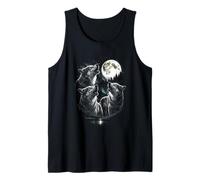 3 Wolf Howling to Moon Vintage Retro Style Funny 80s-90s Tank Top