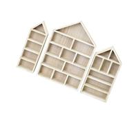 3 Wooden House Display Shelves Wall Mounted Storage Unit Medal Collection Dustproof Acrylic Door Shelf for Miniature Models