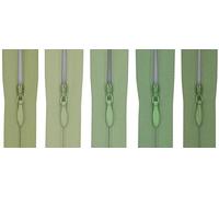 #3 Woven Tape Invisible Zip (Close End), 12 inch (30.5cm), for Medium Fabrics, Pack of 5 - 5 Different Shades (Spring Fern Green)