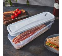 3 x 1.2L Bacon Storage Box Slim Clear White Lid Storage Container 30cm
