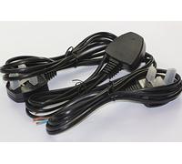 3 x 1.5m Mains Flex, Moulded UK Plug, Open End 0.75mm, 2 core 5A Appliance Cable