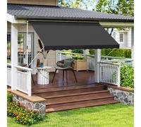 Outsunny 3 x 1.5 m Retractable patio Awning Floor-to-ceiling shade, Black, Black