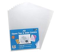 3 x 10 x A3 Clear File Covers Open Top + Side Premium Plastic Folder Wallets