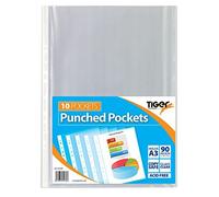 3 x 10 x Portrait A3 Glass Clear Plastic Wallets Strong Art Poly Punched Pocket Sleeves