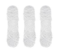 3 x 100g Fluffy Velvet Chenille Yarn for Crocheting and Knitting,0.12’’x164yd Fluffy Chunky Crochet Yarns for Weaving DIY Crafts,Plush Toys, Blankets 3 Pack(White 1)
