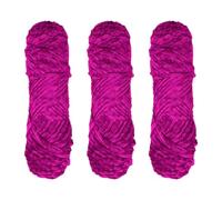 3 x 100g Fluffy Velvet Chenille Yarn for Crocheting and Knitting,0.12’’x164yd Fluffy Chunky Crochet Yarns for Weaving DIY Crafts,Plush Toys, Blankets 3 Pack(Brilliant Purple)