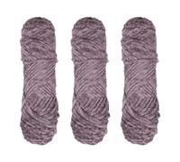 3 x 100g Fluffy Velvet Chenille Yarn for Crocheting and Knitting,0.12’’x164yd Fluffy Chunky Crochet Yarns for Weaving DIY Crafts,Plush Toys, Blankets 3 Pack(Grey)