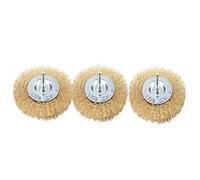 3 x 100mm Wide Flat Steel Wire Brush for Drills Brass Coated Rust Paint Remover