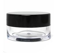 3 x 10mL CLEAR PLASTIC JAR POTS with BLACK SCREW LIDS for Nail Art Glitter Make Up Cosmetic Travel Creams