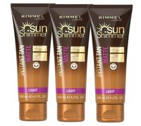 3 x 125ml Rimmel Sunshimmer Water Resistant Instant Tan Wash off Matte - Light