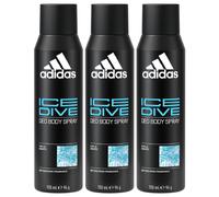 3 x 150ml Adidas 48H Enduring Cool & Aquatic Fragrance Deodorant Spray - Ice Dive