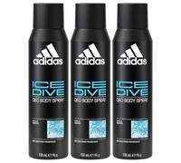 3 x 150ml Adidas 48H Enduring Cool & Aquatic Fragrance Deodorant Spray - Ice Dive