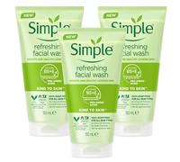 3 x 150mL | Simple Kind to Skin Refreshing Face Wash Gel 150ml | Soap Free | for All Skin Types | 3 Pack