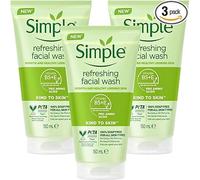 3 x 150mL | Simple Kind to Skin Refreshing Face Wash Gel 150ml | Soap Free | for All Skin Types | 3 Pack of 150ml each Facial Wash
