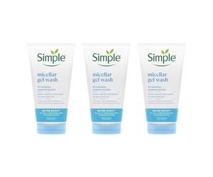 3 x 150ml Simple Water Boost Micellar Gel Wash for Glowing Hydrate Skin