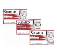 3 X 16 Sudafed Sinus Max Strength Capsules Effective Relief