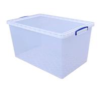 3 x 18-Inch 83 Litre Really Useful Box Nest Box with Lid 440 x 700 x 370 mm - Transparent