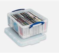 3 x 18 Litre Really Useful Plastic Lidded Storage Boxes Clear Cd / Dvd +FREE DEL