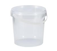 3 x 1L Plastic Bucket Pail + Handle & Lid - Heavy Duty ¦ Food Grade BPA Free ¦ Multi-use Fermentation Feed Dry Food Liquid Chemicals Hydroponics Storage Container CLEAR