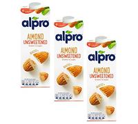 3 x 1Ltr Almond Nuts Unsweetened Plant Based Milk Compatible with Alpro Non-Dairy Long Life Drink | (3 Pack)