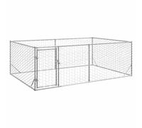 vidaXL Outdoor Dog Kennel with Door - 3x2x1 m Galvanised Steel Dog Cage, Mesh Design, Secure Pet Enclosure, U